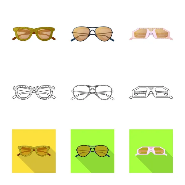 Conception vectorielle de lunettes et de lunettes de soleil logo. Collection de lunettes et accessoire stock symbole pour web . — Image vectorielle