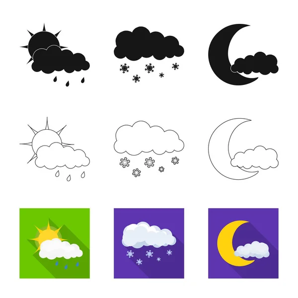 Oggetto isolato di clima e clima simbolo. Set di meteo e cloud stock simbolo per il web . — Vettoriale Stock