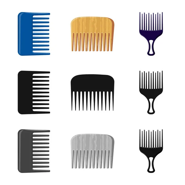 Conception vectorielle de brosse et symbole de cheveux. Collection de brosses et brosses à cheveux illustration vectorielle . — Image vectorielle