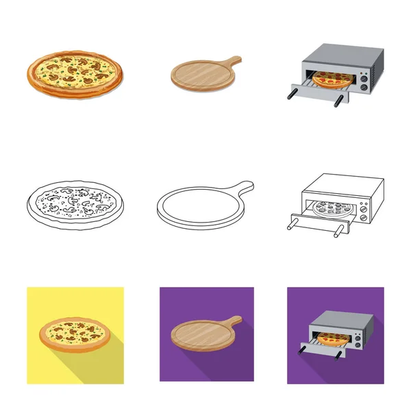 Objeto isolado de pizza e sinal de comida. Coleção de pizza e itália símbolo de estoque para web . —  Vetores de Stock