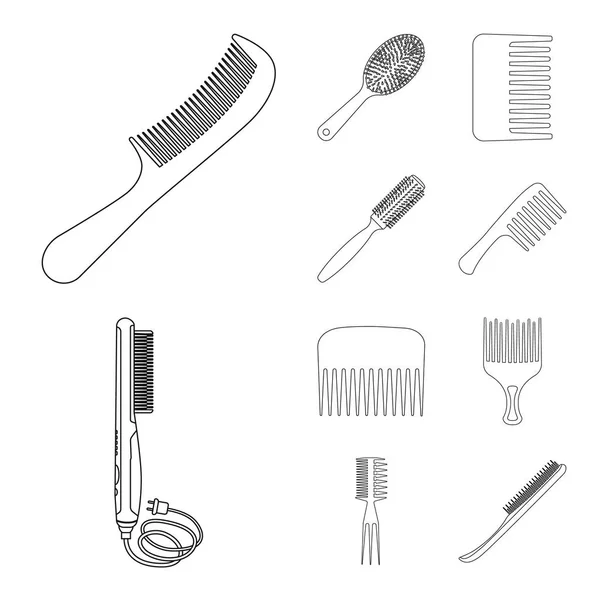 Diseño vectorial del cepillo y el icono del cabello. Colección de cepillo y cepillo de pelo símbolo de stock para web . — Vector de stock