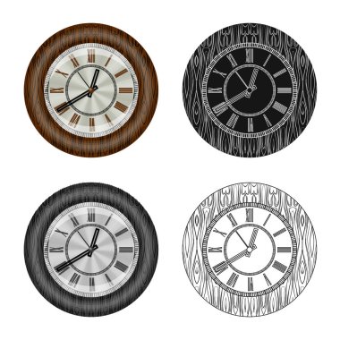 Saat ve saat logo vektör tasarımı. Web için saat ve daire hisse senedi simgesi kümesi.