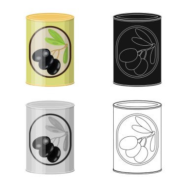 İzole işareti olabilir ve gıda nesne. Can ve paket stok vektör çizim seti.