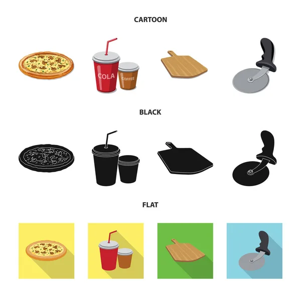 比萨和食物象征的向量例证。收藏比萨和意大利股票符号的网站. — 图库矢量图片
