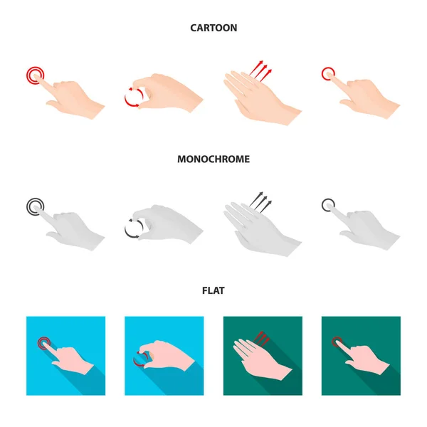 触摸屏和手形图标的矢量设计。触摸屏和触摸股票矢量图的收集. — 图库矢量图片