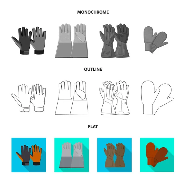 Vektor-Design von Handschuhen und Wintersymbol. Handschuhset und Ausrüstungslager Symbol für Web. — Stockvektor