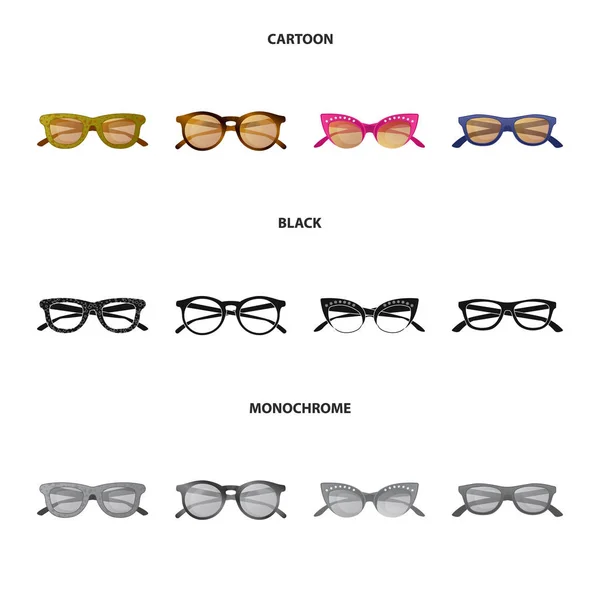 Objeto isolado de óculos e logotipo de óculos de sol. Conjunto de óculos e símbolo de estoque acessório para web . — Vetor de Stock