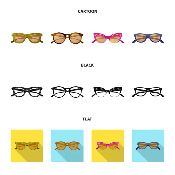 Isolerade objekt av glasögon och solglasögon symbol. Uppsättning av glasögon och tillbehör lager vektorillustration. — Stock vektor