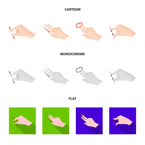Conception vectorielle de l'écran tactile et du logo de la main. Jeu d'illustration vectorielle tactile et tactile . — Image vectorielle