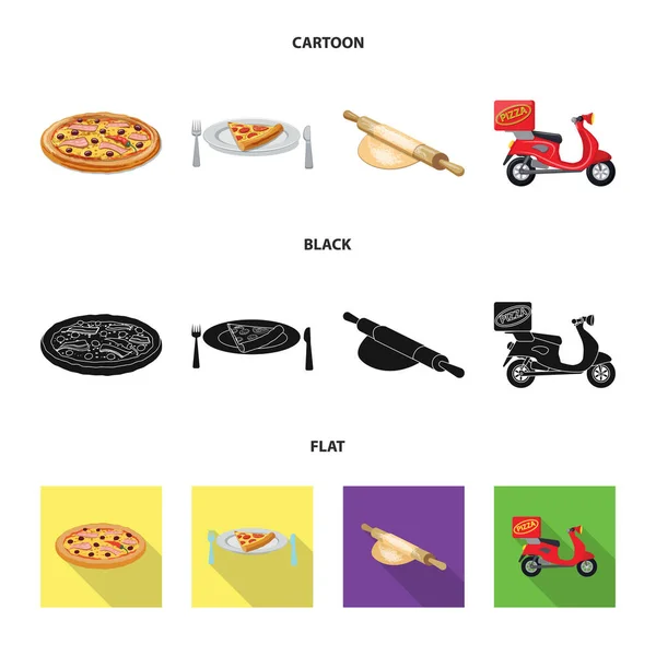 Objeto aislado de pizza y símbolo de comida. Conjunto de pizza y italia símbolo de stock para web . — Vector de stock