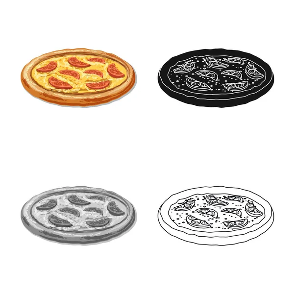 Isolerade objekt av pizza och mat-logotypen. Samling av pizza och Italien vektor ikon för lager. — Stock vektor
