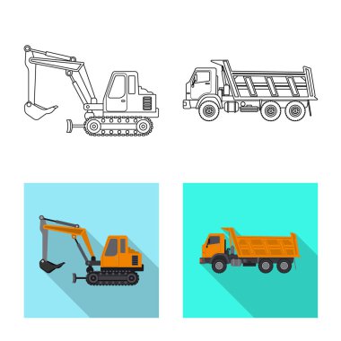 Yapı ve inşaat simge vektör tasarımı. Hisse senedi için yapı ve makine vektör simge topluluğu.