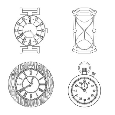 Saat ve saat logo vektör tasarımı. Web için saat ve daire hisse senedi simgesi kümesi.