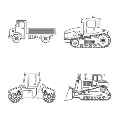 Yapı ve inşaat logo vektör tasarımı. Hisse senedi için yapı ve makine vektör simge kümesi.