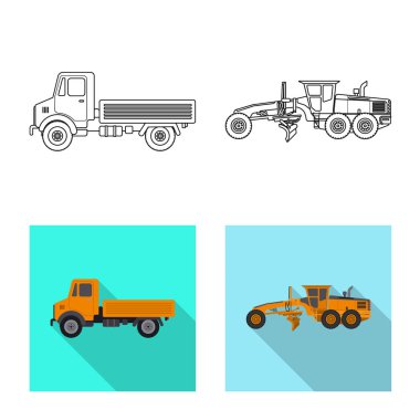 Yapı ve inşaat simge vektör tasarımı. Hisse senedi için yapı ve makine vektör simge kümesi.