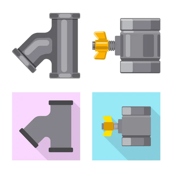 Illustrazione vettoriale del simbolo di tubo e tubo. Set di icone vettoriali pipe e pipeline per stock . — Vettoriale Stock