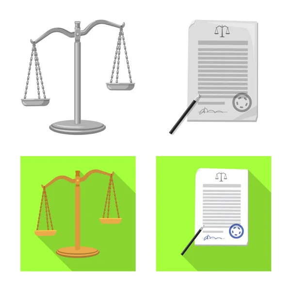 Vector design of law and lawyer sign. Set of law and justice stock symbol for web. — Stock Vector
