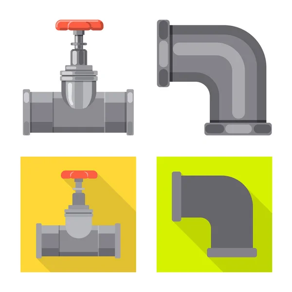 Diseño vectorial del icono de tubo y tubo. Conjunto de tubo y tubería símbolo de stock para web . — Archivo Imágenes Vectoriales