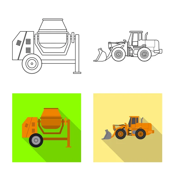 Vector ontwerp van bouw- en constructie-symbool. Collectie van bouw en machines voorraad vectorillustratie. — Stockvector