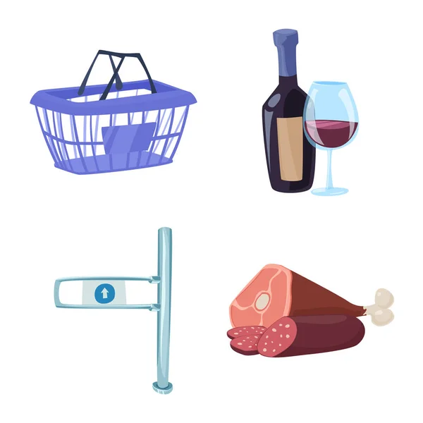 Diseño vectorial del logotipo de alimentos y bebidas. Conjunto de alimentos y tienda icono de vectores para stock . — Vector de stock