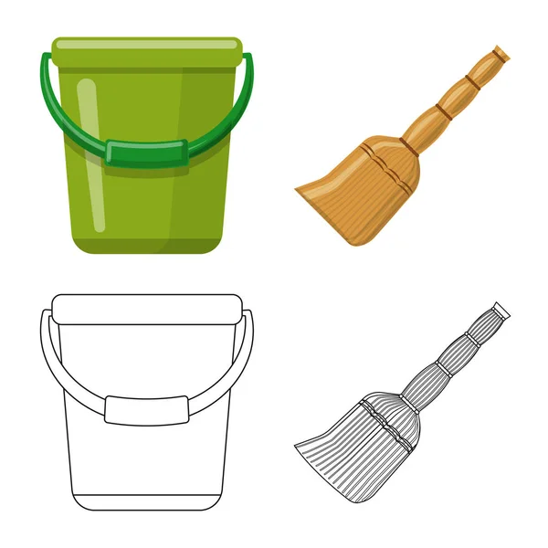 Projeto vetorial de limpeza e símbolo de serviço. Conjunto de limpeza e vetor doméstico ícone para estoque . —  Vetores de Stock