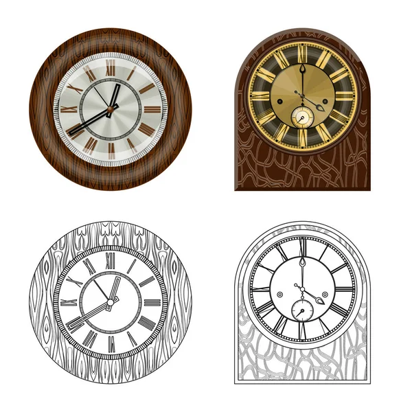 Illustration vectorielle de l'horloge et du signe horaire. Ensemble d'horloge et cercle illustration vectorielle de stock . — Image vectorielle