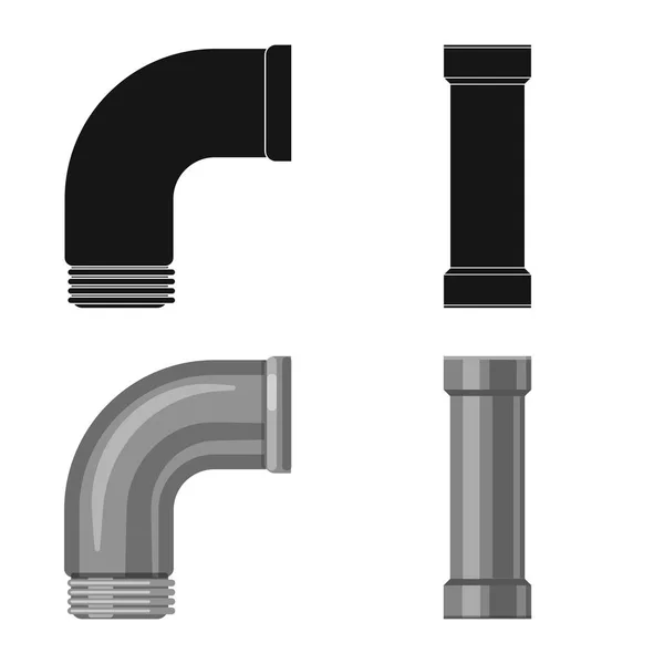 Projeto vetorial do ícone de tubo e tubo. Conjunto de ilustrações vetoriais de tubulação e tubulação . — Vetor de Stock