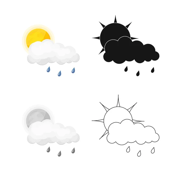 Isoliertes Objekt von Wetter und Klima-Logo. eine Reihe von Wetter- und Wolkenvektorillustrationen. — Stockvektor