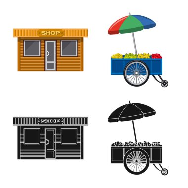 Piyasa ve dış logo vektör Illustration. Market ve gıda hisse senedi simgesi web için kümesi.