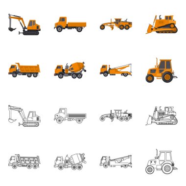 Yapı ve inşaat simge vektör Illustration. Yapı ve makine hisse senedi vektör çizim topluluğu.