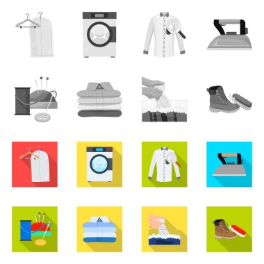 Çamaşırhane ve temiz simge vektör çizimi. Çamaşırhane ve giyim koleksiyonu stok web simgesi.