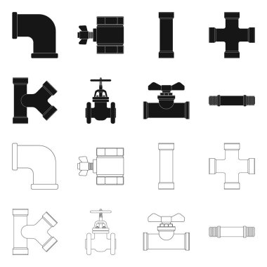 Boru ve tüp simge vektör tasarımı. Boru ve boru hattı vektör simgesini hissenin topluluğu.