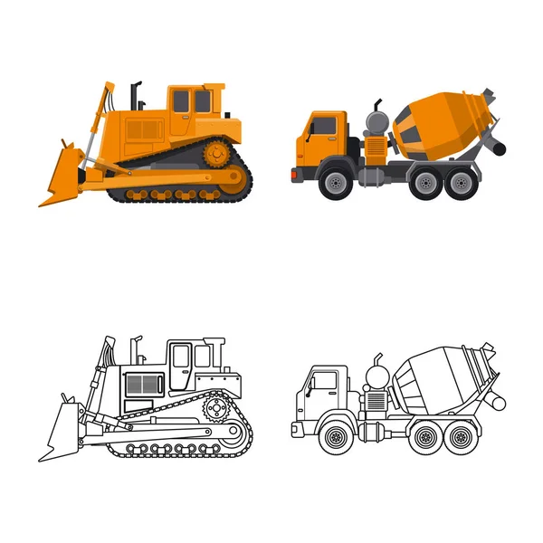 Objet isolé de construction et logo de construction. Collection de construction et de machines stock symbole pour le web . — Image vectorielle