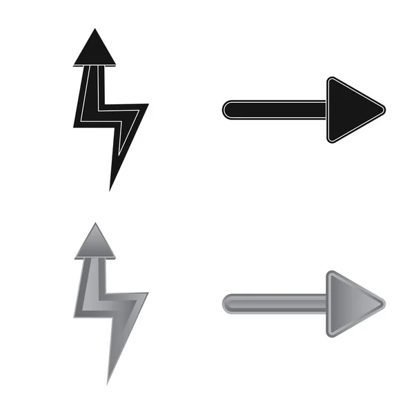Izolovaný objekt element a šipka Sign. Kolekce element a směr vektorové ilustrace. — Stockový vektor
