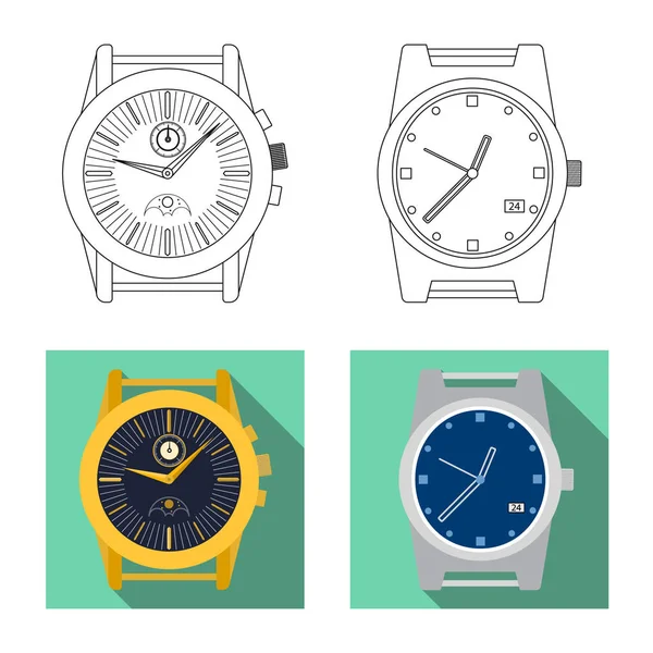 時計と時間のサイン デザインをベクトルします。在庫の時計とサークルのベクトル アイコンのセット. — ストックベクタ