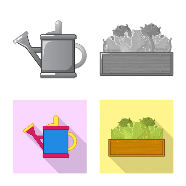 Векторная иллюстрация логотипа фермы и сельского хозяйства. Набор векторных значков фермы и растений для склада . — стоковый вектор