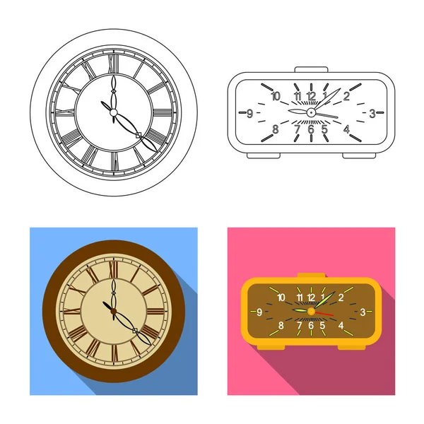 Illustration vectorielle de l'horloge et du signe horaire. Ensemble d'horloge et cercle illustration vectorielle de stock . — Image vectorielle