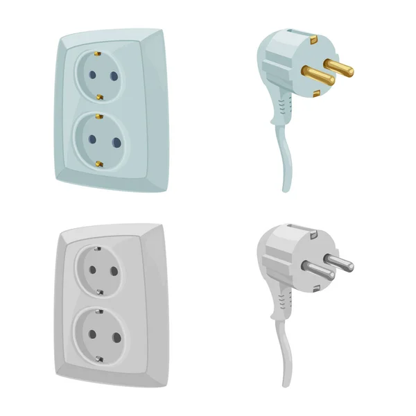 Vektorillustration von Elektrizität und elektrischem Zeichen. Illustration von Elektrizität und Energievorräten. — Stockvektor