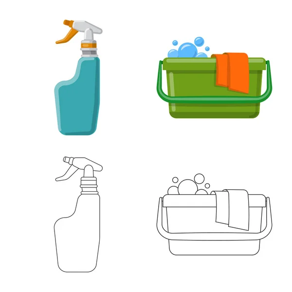Isolerade objekt av ikonen rengöring och service. Samling av städning och hushåll lager vektorillustration. — Stock vektor