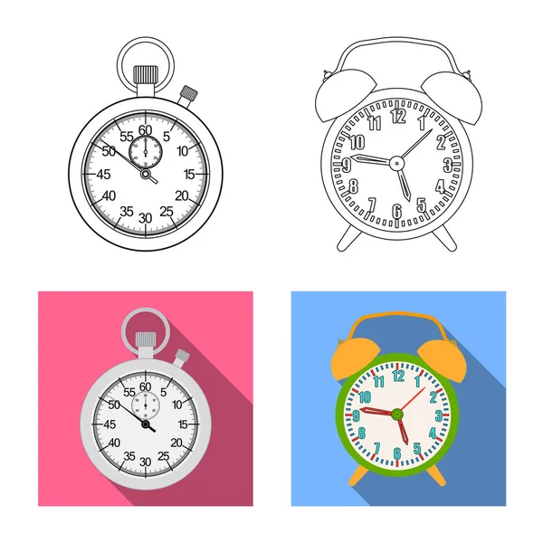 Diseño vectorial del reloj y la señal de tiempo. Colección de reloj y círculo símbolo de stock para la web . — Vector de stock