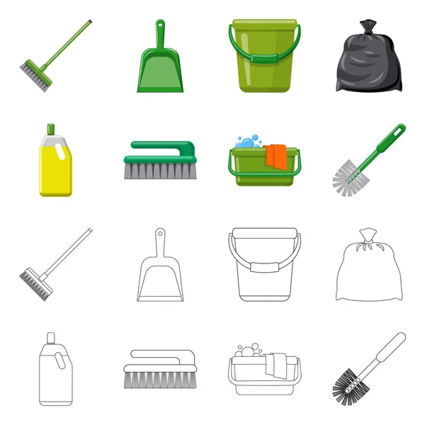 Projeto vetorial de limpeza e ícone de serviço. Coleta de limpeza e vetor doméstico ícone para estoque . —  Vetores de Stock
