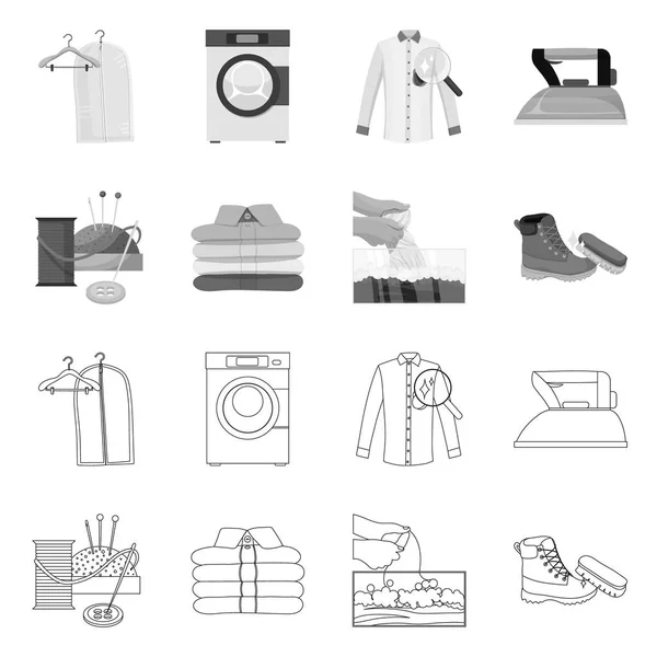 Vector design of laundry and clean sign. Collection of laundry and clothes stock symbol for web. — Stock Vector