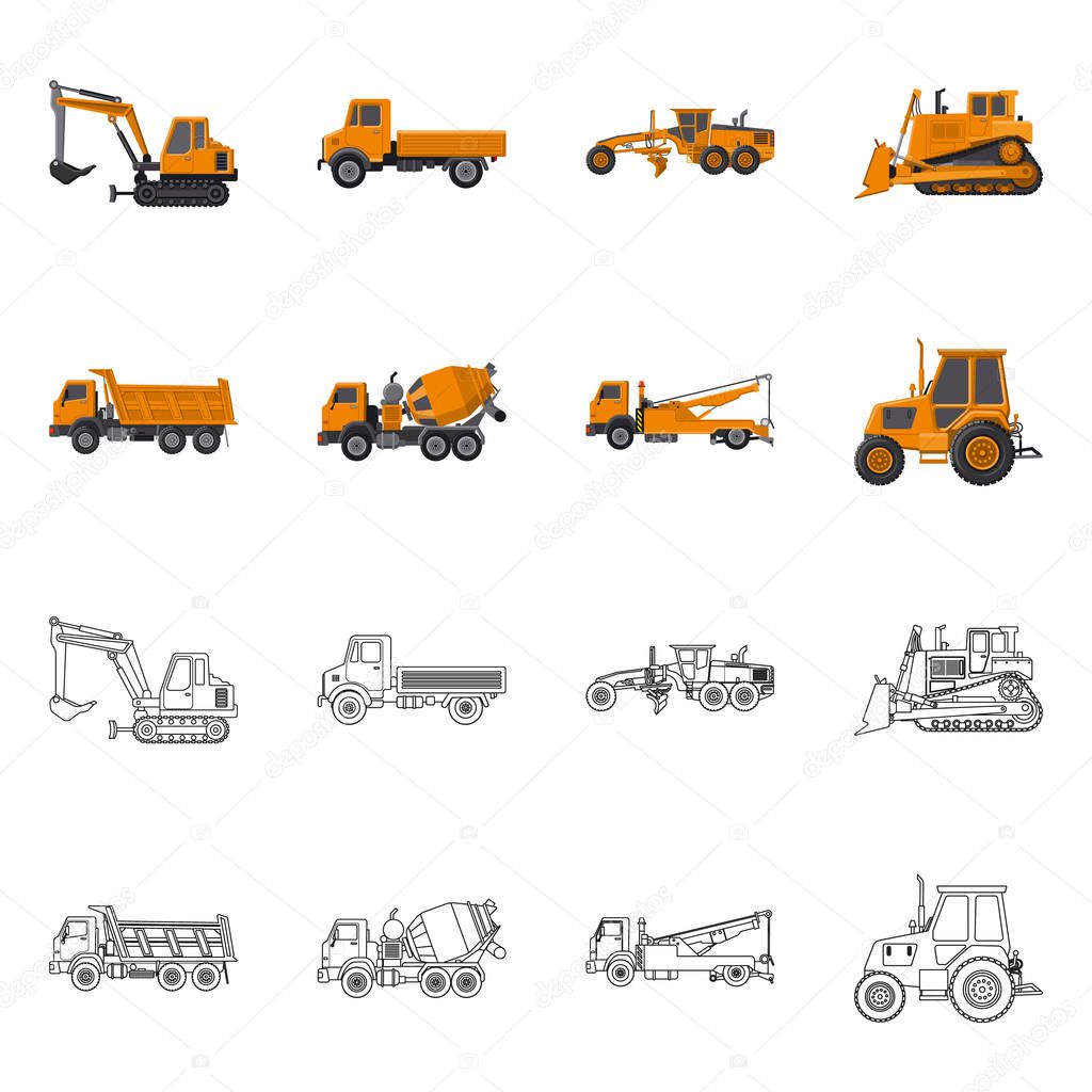 Isolated object of build and construction symbol. Set of build and machinery vector icon for stock.