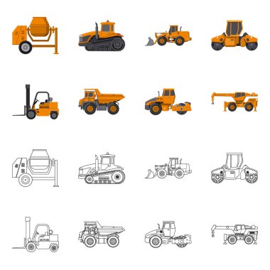Yapı ve inşaat logo yalıtılmış nesne. Yapı ve makine hisse senedi simgesi için web topluluğu.