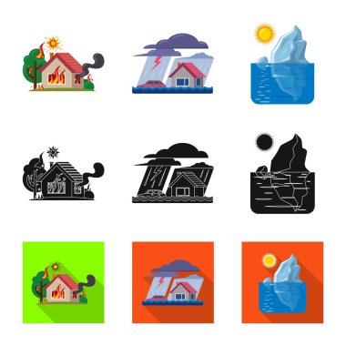 Doğal ve felaket simge vektör Illustration. Doğal topluluğu ve hisse senedi için risk vektör simgesi.