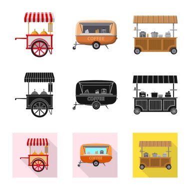 Piyasa ve dış simge vektör Illustration. Market ve gıda hisse senedi simgesi için web topluluğu.