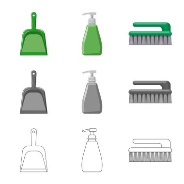 Temizlik ve servis sembolü yalıtılmış nesne. Temizlik ve ev hisse senedi simgesi web için kümesi.