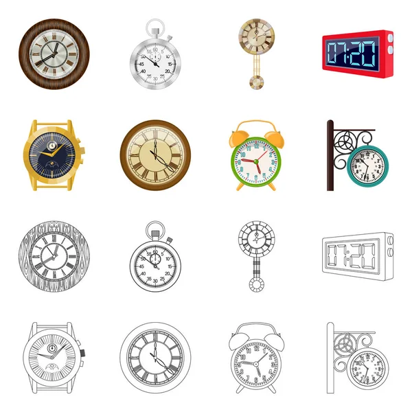 時計と時間のシンボルのベクター イラストです。Web の時計と円の銘柄のセット. — ストックベクタ