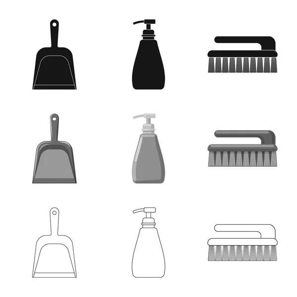 Oggetto isolato di pulizia e icona del servizio. Set di icone vettoriali per la pulizia e la casa . — Vettoriale Stock