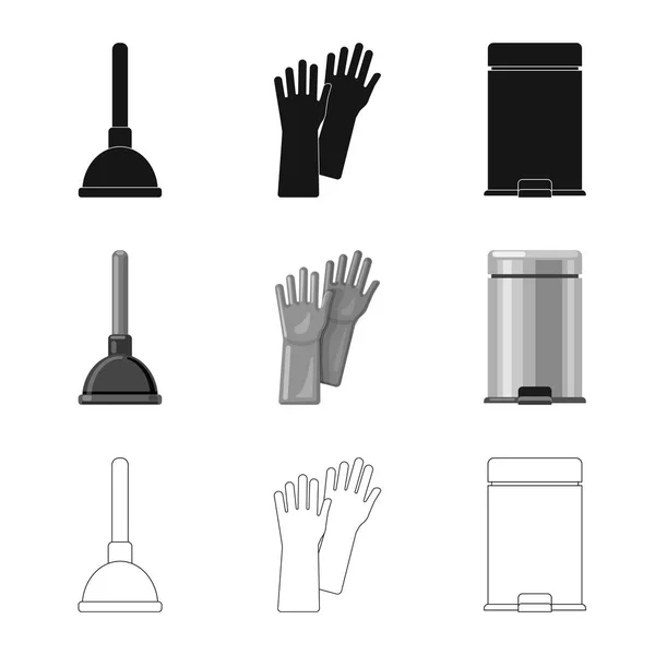 Векторні ілюстрації прибирання та символ служби. Набір символів прибирання та побутового запасу для Інтернету . — стоковий вектор